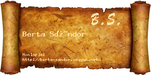Berta Sándor névjegykártya