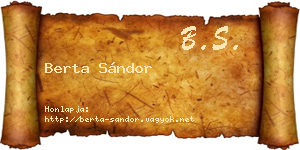 Berta Sándor névjegykártya