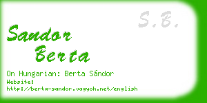 sandor berta business card